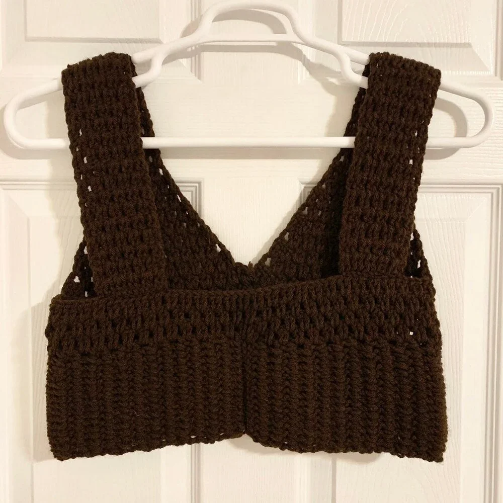 HANDMADE CROCHET BROWN CROP TOP